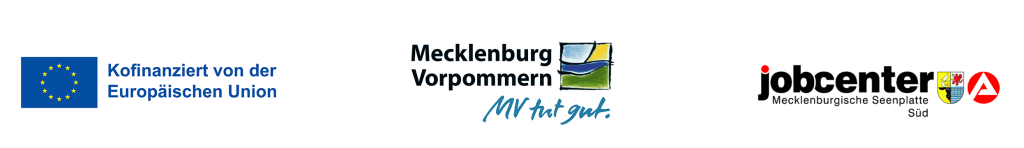 Logo Jobcenter, EU, Land Neubrandenburg Logos