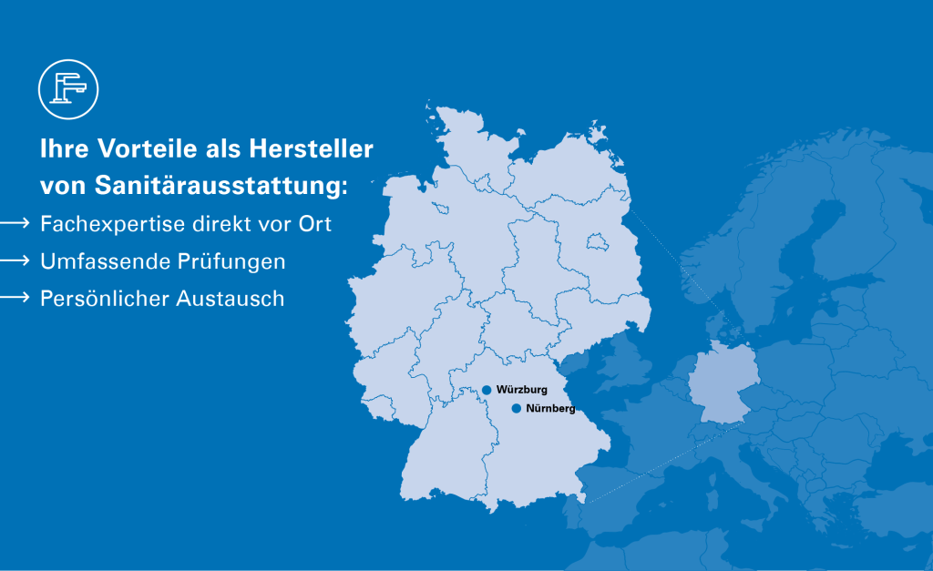 Ihre Vorteile als Hersteller von Sanitärausstattung bei einer Zusammenarbeit mit unseren Laboren in Würzburg und Nürnberg