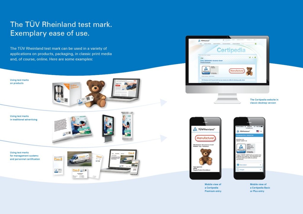 Advertise with the test mark TÜV Rheinland Certificate