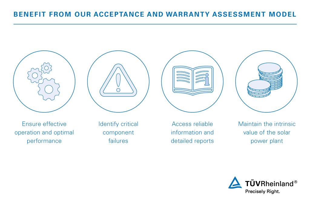 Benefit from the advantages of our acceptance and warranty assessment model for solar power plants. Solar acceptance and warranty assessment | TÜV Rheinland
