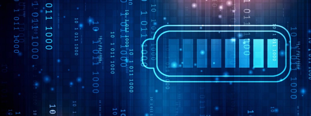 Schematyczny rysunek baterii na cyfrowym tle